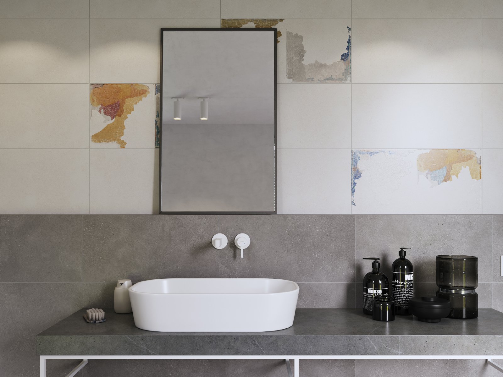 #Koupelna #beton #Rustikální styl #šedá #350 - 500 Kč/m2 #500 - 700 Kč/m2 #700 - 1000 Kč/m2 #RAKO #Betonico#Moderní styl#Extra velký formát#Velký formát